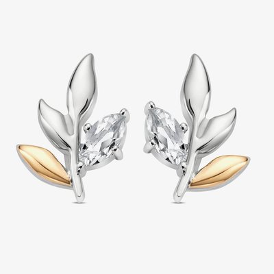 Two Colour Royal Clogau Topaz Leaf Stud Earrings