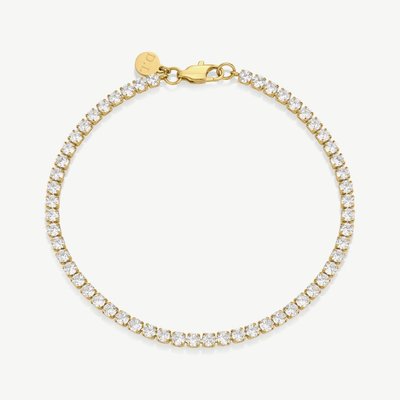 D.Louise Yellow Gold Tone Plated Stainless Steel Cubic Zirconia Tennis Bracelet GB-043-18.5