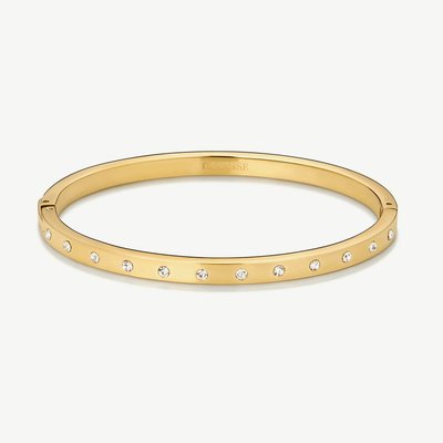 D.Louise Yellow Gold Tone Plated Stainless Steel Crystal Eternity M/L Bangle YBB-017-02