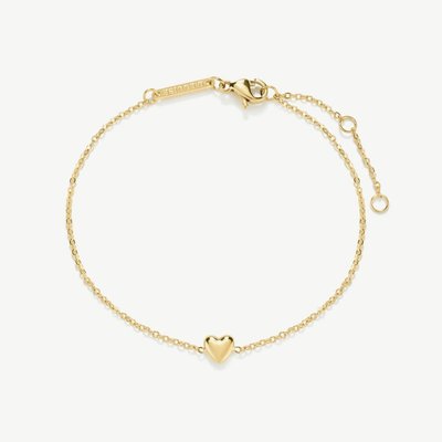 D.Louise Yellow Gold Tone Plated Stainless Steel Mini Heart Bracelet SKB-58
