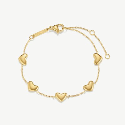 D.Louise Yellow Gold Tone Plated Stainless Steel Bubble Heart Bracelet NAB-12