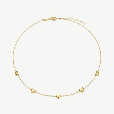 D.Louise Yellow Gold Tone Plated Stainless Steel Bubble Heart Necklace NAN-14