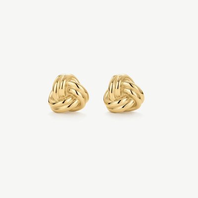 D.Louise Yellow Gold Tone Plated Stainless Steel Knot Stud Earrings YBE-14
