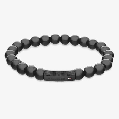 Black Logo Onyx Beaded Bracelet