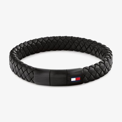 Black Clasp Braided Leather Bracelet