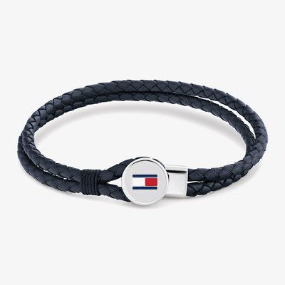 Bruce Braided Blue Leather Bracelet