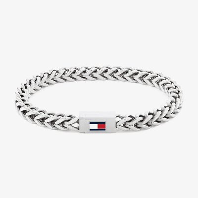Stainless Steel Braided Logo Clasp Bracelet