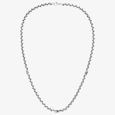 3D Flag Metal Silver Tone Logo Necklace