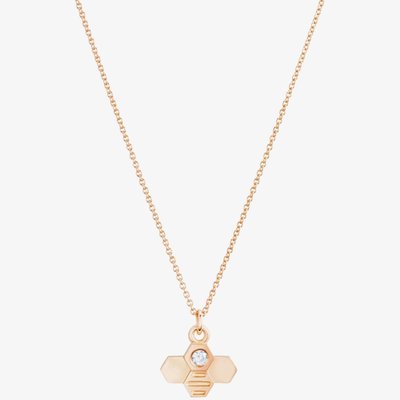 Rose Gold Plated Cubic Zirconia Large Bee Pendant Necklace