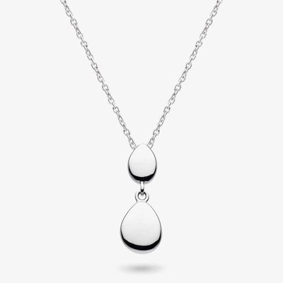 Sterling Silver Coast Pebbles Twin Droplet Necklace