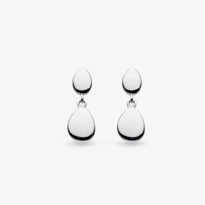 Sterling Silver Coast Pebble Twin Droplet Earrings