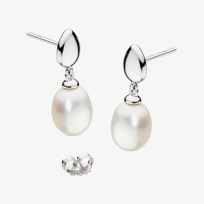 Sterling Silver Coast Pebble Pearl Droplet Earrings