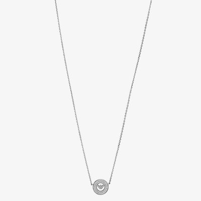 Silver Round Eagle Logo Necklace