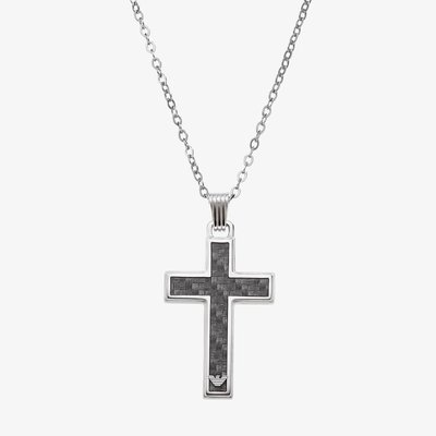 Emporio Armani Black Carbon Fibre Cross Necklace EGS1705040