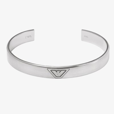 Mens Silver Open Torque Logo Bangle