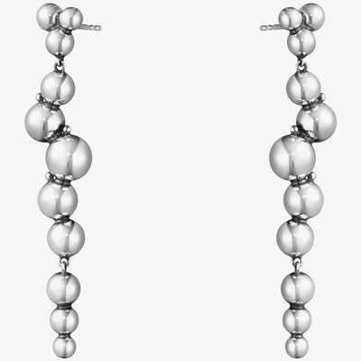 Georg Jensen Moonlight Grapes Long Dropper Sterling Silver Earrings 10019040