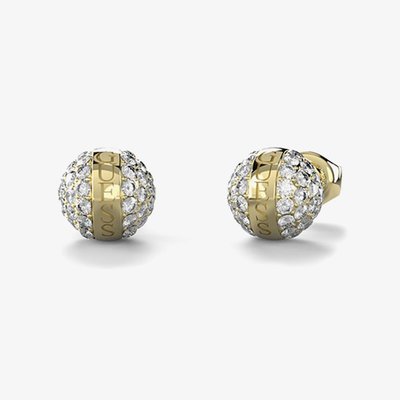Calypso Gold Tone Crystal Sphere Studs Earrings