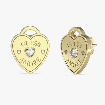 Amore Gold Tone Crystal Heart Stud Earrings