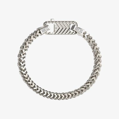 Pitstop Silver Tone Textured Chain Bracelet