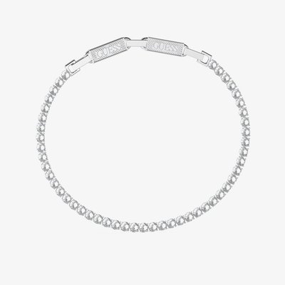 Eternity Silver Tone Crystal Tennis Logo Clasp Bracelet