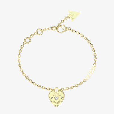 Amore Gold Tone Crystal Heart Charm Bracelet