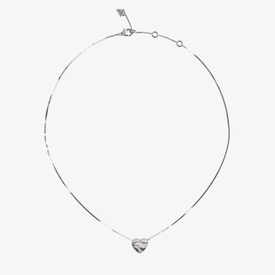 In My Heart Silver Tone Crystal Wave Heart Snake Chain Necklace