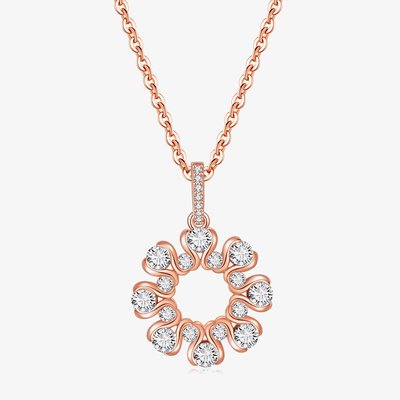 Lilia 18ct Rose Gold Cubic Zirconia Open Flower Pendant Necklace
