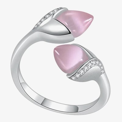 Magnolia Silver Double Stone Ring MAG-925R-002-CEGY L