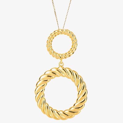 Fiorelli Gold Plated Rope Pattern Circle Drop Necklace
