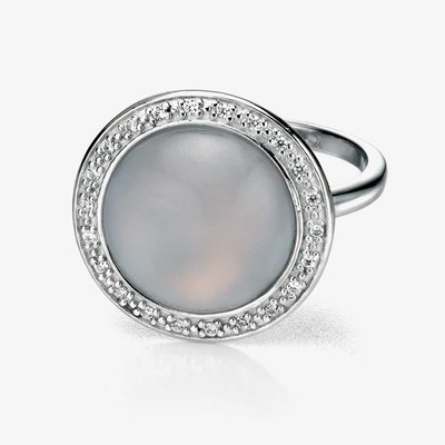 Fiorelli Silver Round Chalcedony Cubic Zirconia Ring R3354-52 (L1/2)
