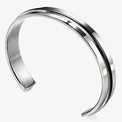 Stainless Steel Black PVD Stripe Open Cuff
