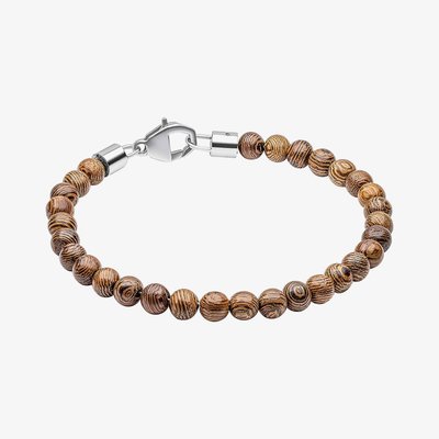Round Brown Natural Wood Bead Bracelet