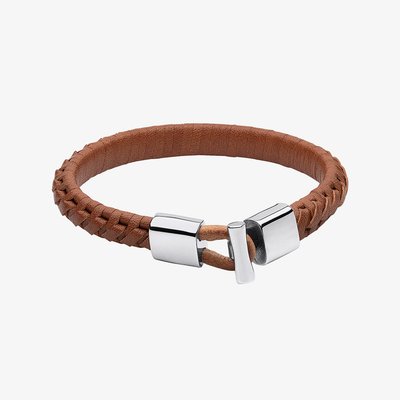 Brown Leather T-Bar Clasp Bracelet