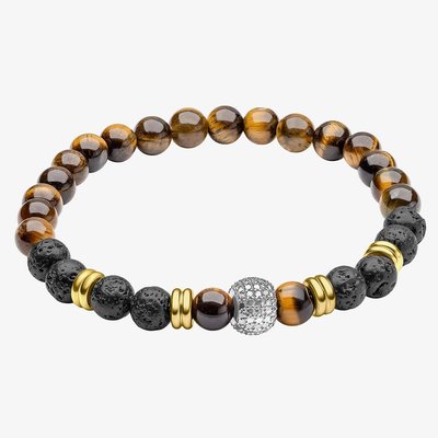 Smaller Fit Tigers Eye Lava Stone Bracelet