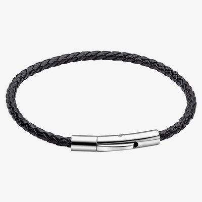 Smaller Fit Black Braided Leather Bracelet
