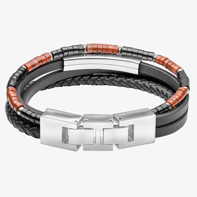 Red Jasper Onyx Multi Layer Leather Bracelet