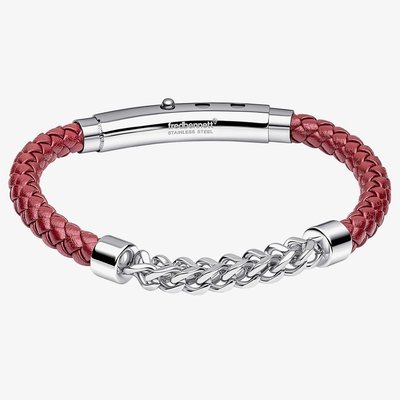 Burgundy Leather Chain Detail Bracelet