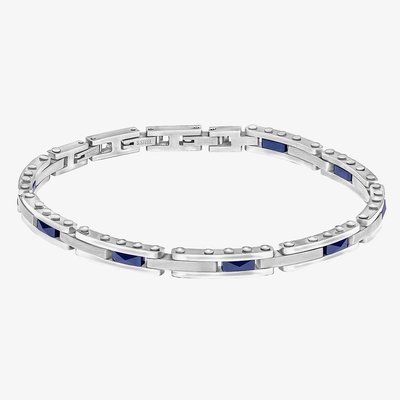 Stainless Steel Blue Ceramic Link Bracelet