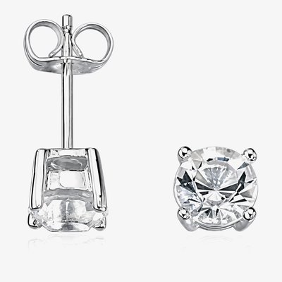 Mens Silver Crystal Stud Earrings
