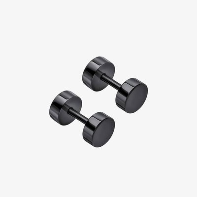 Plain Round Black Stud Earrings