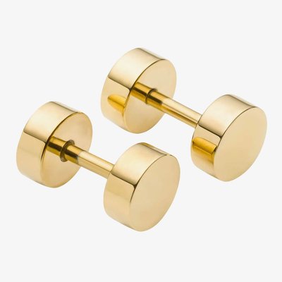 Gold Tone Plain Circle Stud Earrings