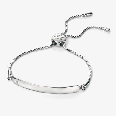 D For Diamond Sterling Silver ID Chain Bracelet