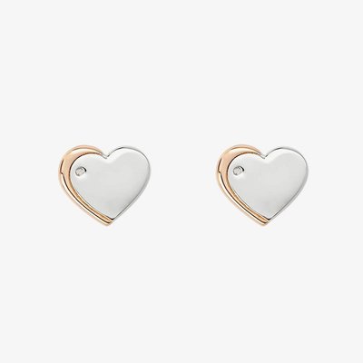 D For Diamond Rose Gold Plated Heart Stud Earrings