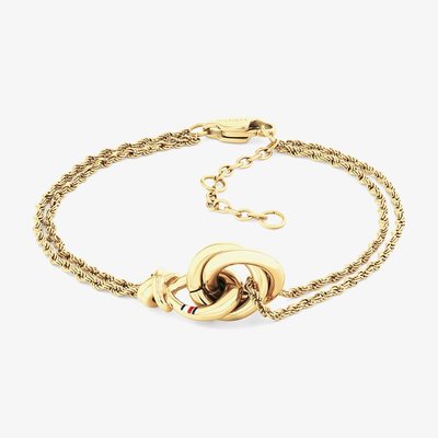 Gold Tone Nautical Knot Double Chain Bracelet