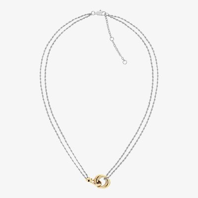 Two Tone Nautical Knot Double Chain Necklace