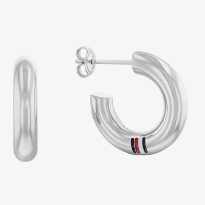 Ladies Silver Circles Hoop Earrings