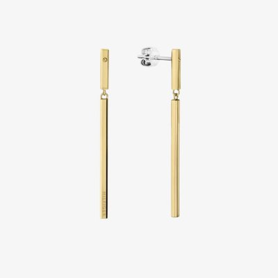 Ladies Linear Gold Bar Earrings