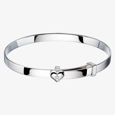 Gisele Silver Diamond Heart Baby Bangle