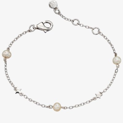 Girls Anja Silver Pearl Star Bracelet