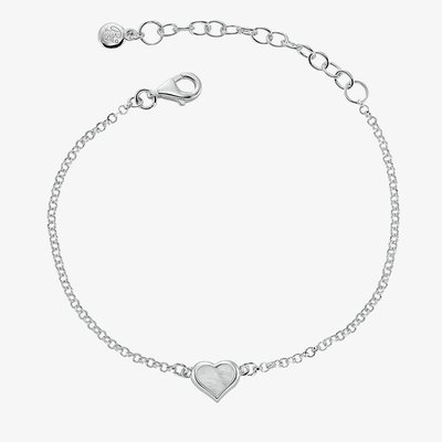 Betty Childrens Silver Mother Of Pearl Heart Bracelet